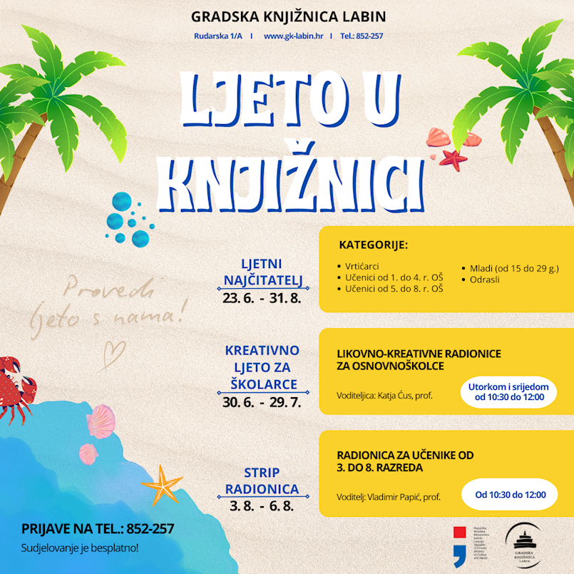 Počinje „Ljeto u knjižnici“ Gradske knjižnice Labin