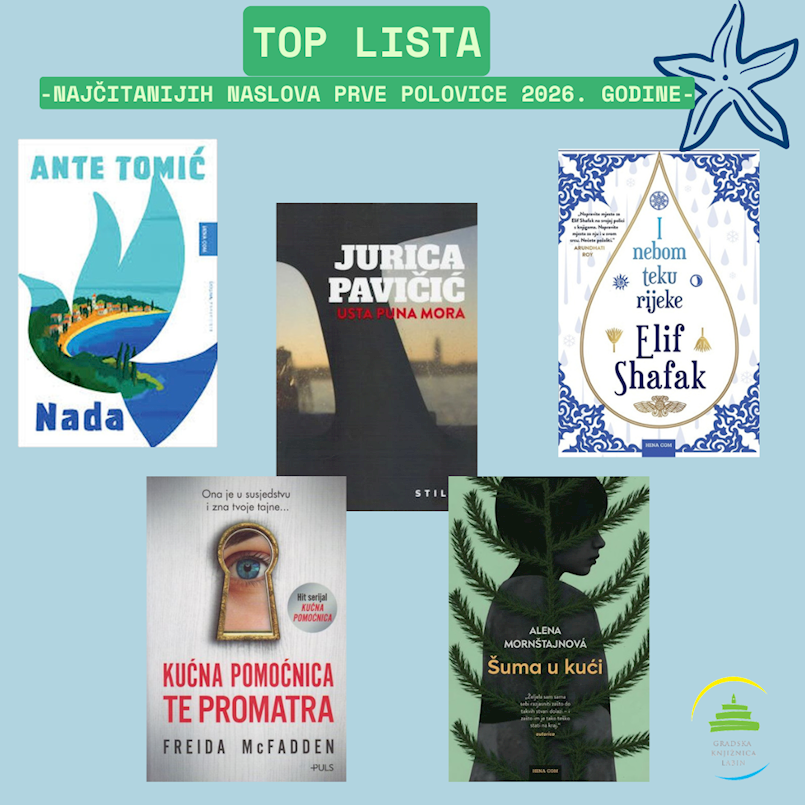 Top lista najčitanijih naslova u Gradskoj knjižnici Labin u prvih šest mjeseci 2026. godine